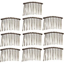 10pcs DIY Blank Metal Hair Clips Side Comb 12 Teeth Hair Accessories Bronze