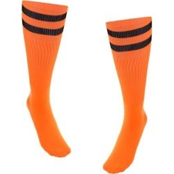 Women Men Stretchy Knee High Football Soccer Long Socks Stockings Orange