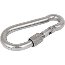 3' Length 304 Stainless Steel Spring Snap Hook Carabiner Screw Lock Key Chain