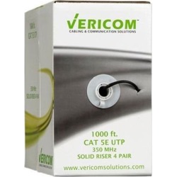 Vericom Cat5E Cable UTP 350Mhz 24 AWG Solid 4 pair Grey 1000ft pull box