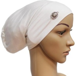 Women Muslim Stretch Hijab Hat Hair Loss Cover Scarf Chemo Cap White