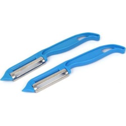 Home Kitchen Metal Blade Plastic Handle Vegetable Fruit Peeler Cutter Blue 2pcs