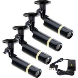 VideoSecu 4 Pack Bullet Indoor Outdoor Weatherproof Security Camera Built-in Sony CCD 3.6mm Wide View Angle Lens 480TVL with 4CH Power Supply for CCTV