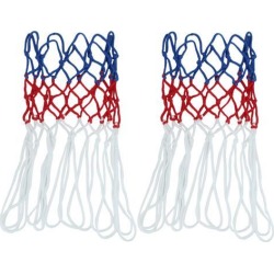 Unique Bargains 2 Pcs 15.4' Long Portable Braided Nylon Basketball Nets Red Blue White