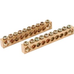 10 Holes Electric Distribution Cabinet Wire Terminal Ground Copper Bar 2pcs