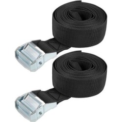 3.5Mx38mm Lashing Strap Cargo Tie Down Straps w Cam Lock Buckle 500Kg Work Load, Black, 2Pcs
