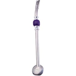 Stainless Steel Yerba Mate Straw Spoon Bombilla Tea Strainer Colander-Purple