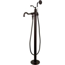 Kingston Brass KS7135ABL English Country Single Handle Freestanding Roman Tub Filler with Hand Shower, Oil Rubbed Bronze