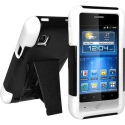 Amzer Double Layer Hybrid Case with Kickstand - Black/ White for ZTE Illustra Z788G