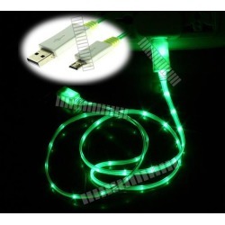 Green 3Ft 1M Illuminating Light Cable Micro USB Male to USB Male Data Sync & Charge for Samsung Galaxy S5 GS5 Sv G900 S3 S4 Siv LTE Note 2 II 3 III