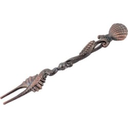 Metal Kitchen Restaurant Shell Shape Tableware Salad Vegetable Fruit Watermelon Pear Fork Copper Tone