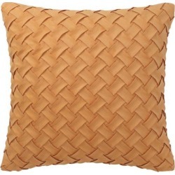 Throw Pillow Cover Stylish Basket Weave Pattern Soft Solid Decorative Pillow Case Home Decor Design Cushion Cover for Sofa Bedroom Car, Orange.
