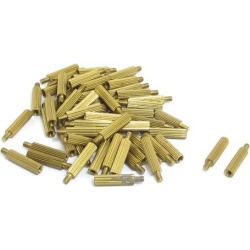 Unique Bargains Unique Bargains 50 Pcs Gold Tone Male Female PCB Pillars Standoff Spacers M2x12mmx15mm