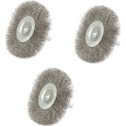 6mm Shank 75mm Dia T Shaped Steel Wire Polishing Brush Silver Gray 3pcs