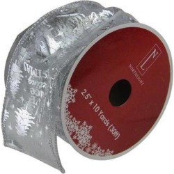 Silver Wired Christmas Words Craft Ribbon 2.5' x 120 Yards