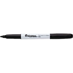 Universal Pen Style Permanent Markers, Fine Point, Black, Dozen, DZ - UNV07071