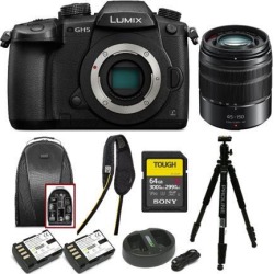 Panasonic GH5 LUMIX 4K Mirrorless Camera with 45-150mm Lens and 64GB Card Bundle