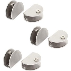 Unique Bargains 13mm Thickness Handrails Half Round Glass Clamp Clip Bracket Support 6 Pcs
