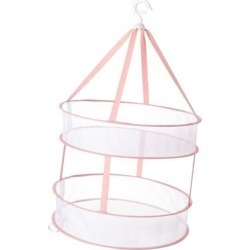 Drying Rack Folding Hanging Clothes Laundry Basket Dryer Net Pink S of 2 Layer