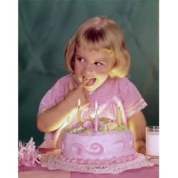 Posterazzi SAL3811360756 Close-Up of a Girl Licking the Icing of a Birthday Cake Poster Print - 18 x 24 in.