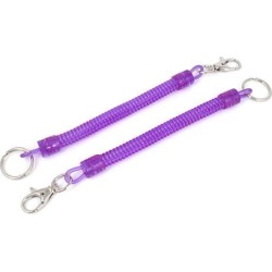 2 Pcs Lobster Clasp Stretchy Sprial Spring Coil Keychain Strap Key Holder Purple