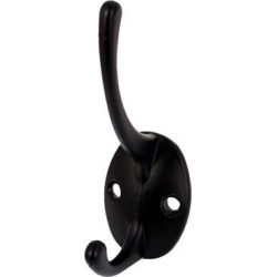 Bedroom Clothes Coat Hanging Wall Mounted Metal Double Hanger Hook Black