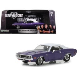 1970 Dodge Challenger R/T Purple with White Top 'Graveyard Carz' (2012) TV Series (Season 5, 'Chally vs. Chally') 1/43 Diecast Model Car by Greenlight
