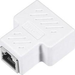 RJ45 Splitter Coupler Inline Connector 1 To 2 Splitter Cat7 Cat6 Cat5e Ethernet Cable Extender Adapter 37x44x21mm White