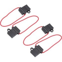 4pcs 12-24V Black Rubber H-Shape Cap Wired Inline Blade Fuse Holder for Car