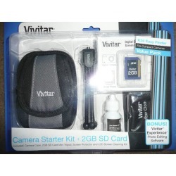 Vivitar SK-820 Camera Case, Mini Tripod and 2GB SD Card (Black)