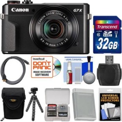 Canon PowerShot G7 X Mark II Wi-Fi Digital Camera with 32GB Card + Case + Battery + Flex Tripod + Kit