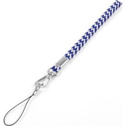 Unique Bargains PDA Mobile Phone White Blue Nylon Lobster Clamp 8.6' Decoration Hand Strap