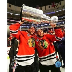 Posterazzi PFSAASB14401 Jonathan Toews & Patrick Kane with the Stanley Cup Game 6 of the 2015 Stanley Cup Finals Sports Photo - 8 x 10 in.