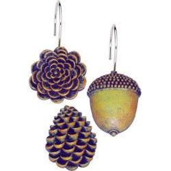 Carnation Home Fashions Indoor Pine Cones Resin Shower Curtain Hooks