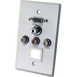 Cables To Go Single Gang HD15 VGA + 3.5mm + Composite Video + Stereo Audio + Keystone Wall Plate 40504