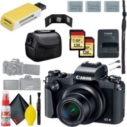 Canon PowerShot G1 X Mark III Digital Camera & 128GB MicroSD x2 & Carrying Case & Battery x2