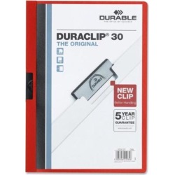 Durable Vinyl DuraClip Report Cover w/Clip Letter Holds 30 Pages Clear/Red