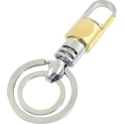 Unique Bargains Unique Bargains Double Split Ring Metal Lobster Clasp Rotatable Key Chain Silver Tone