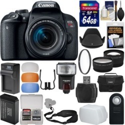 Canon EOS Rebel T7i Digital SLR Camera & EF-S 18-55mm IS STM Lens with 64GB Card + Case + Flash + Battery & Charger + Filter + Tele/Wide Lens Kit