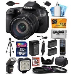 Canon EOS 60D 18 MP CMOS Digital SLR Camera with EF-S 18-200mm f/3.5-5.6 IS Lens includes 16GB Memory + Large Case + Tripod + Flash + Video Light +.