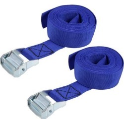 4.5Mx38mm Lashing Strap Cargo Tie Down Straps w Cam Lock Buckle 500Kg Work Load, Blue, 2Pcs