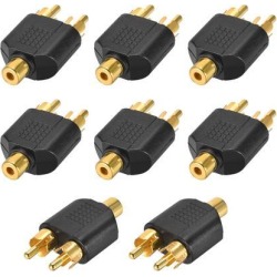 RCA Female to 2 RCA Male Connector Splitter Adapter Coupler for Stereo Audio Video AV TV Cable Convert 8pcs