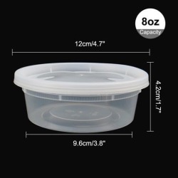 30pcs 8oz Plastic Food Storage Meal Prep Soup Containers Box with Lids Leak Resistant Stackable Reusable Microwave Freezer Safe