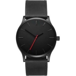 Men Concise Casual Watches Quartz Clock Fashion Army Military Leather Wrist Band Watch Black black dial