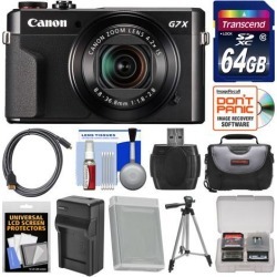 Canon PowerShot G7 X Mark II Wi-Fi Digital Camera with 64GB Card + Case + Battery & Charger + Tripod + Kit