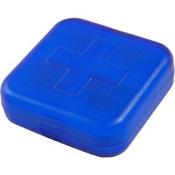 Square Shaped 4 Compartments Medicinal Pills Holder Clear Blue