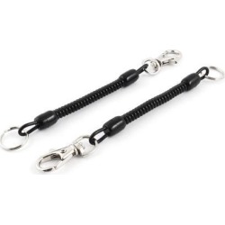 2 Pcs 6' Length Lobster Clasp Stretchy Spiral Coiled Strap Lanyard Keyring Black