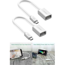 Ugreen Micro Usb To Usb, Micro Usb 2.0 Otg Cable 2 Pack On The Go Adapter White