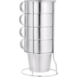 4 Pieces Double Wall Stainless Steel Drinking Coffee Beer Cups Mug Camping