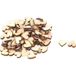 Wooden Love Heart Shaped DIY Accessories Embellishment Beige 10 x 9mm 100 Pcs